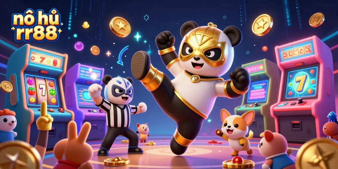 Experience nổ hũ rr88 with thrilling jackpots and vibrant graphics in this dynamic casino scene.