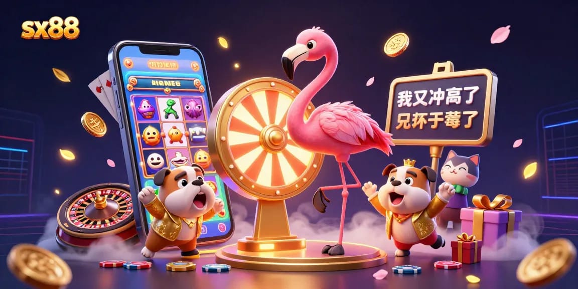 SX88 sparks excitement with a cartoon flamingo host, bulldog contestant, and winnings galore!