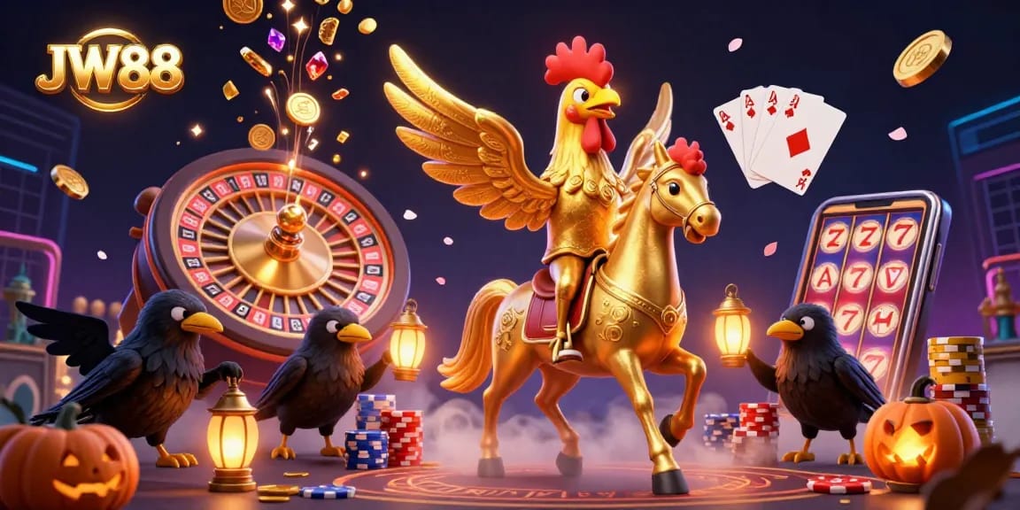 Engage in thrilling casino adventures with JW88 featuring dynamic golden rooster gameplay visuals and dazzling elements.