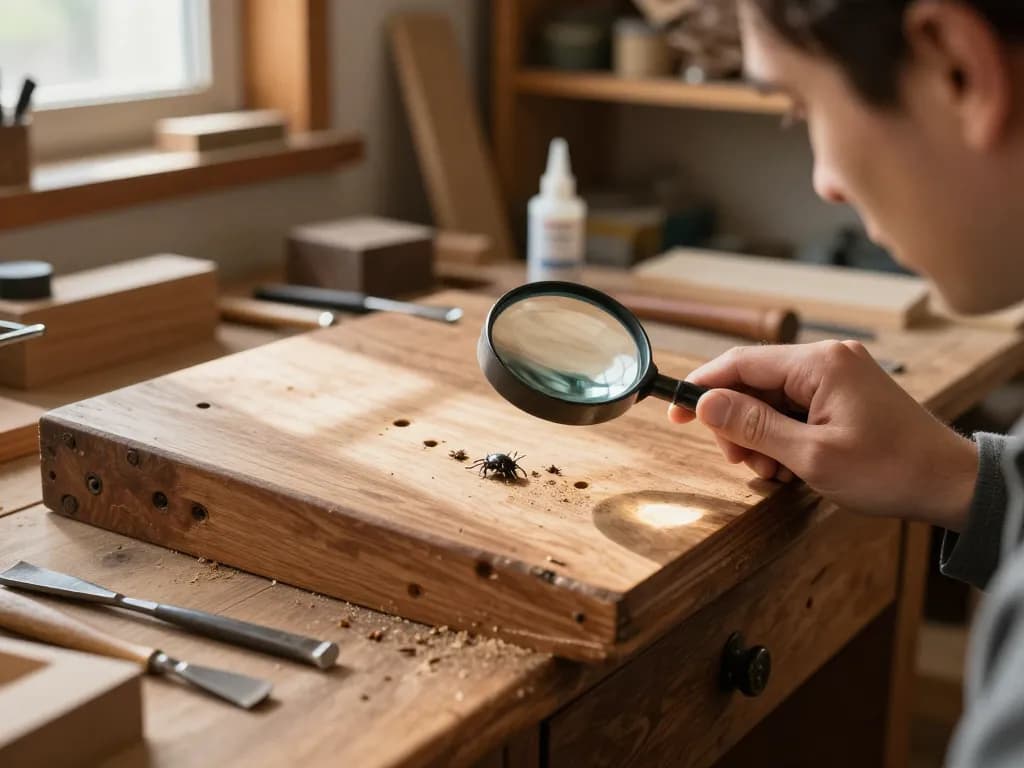 Ispezionare i mobili in legno per i segni di eliminazione del coleottero del legno e danni.
