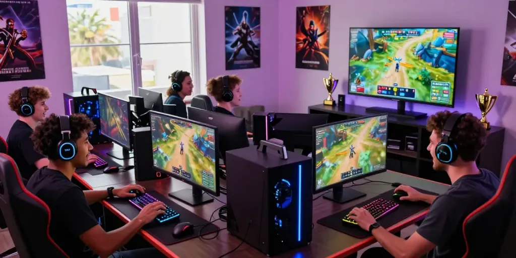 Friends enjoying a lively gaming session with rokok88 accessories, vibrant setups, and engaging multiplayer gameplay.