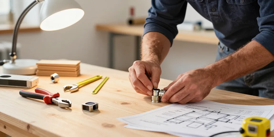 Nastro idraulico utilizzato per sigillare raccordi in un laboratorio di fai-da-te, con strumenti di lavoro.