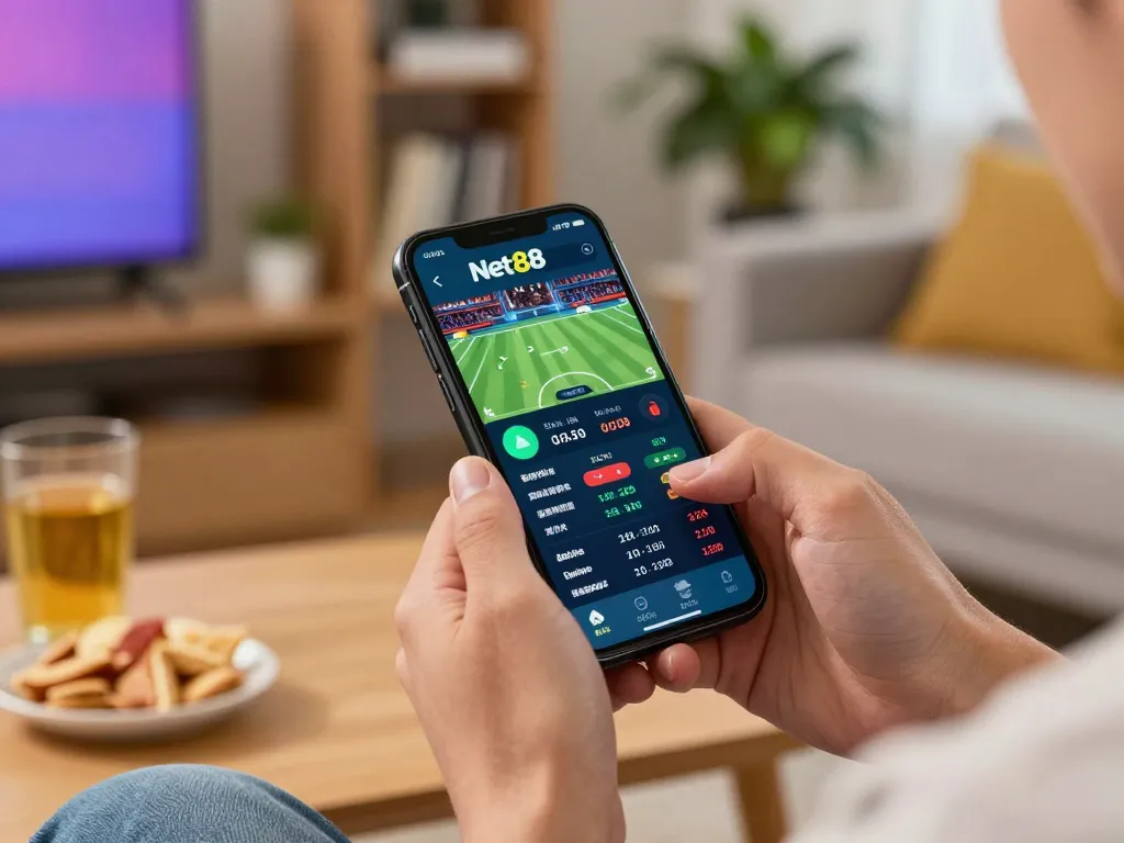 Engaging smartphone betting experience on Net88 showcasing live sports odds.