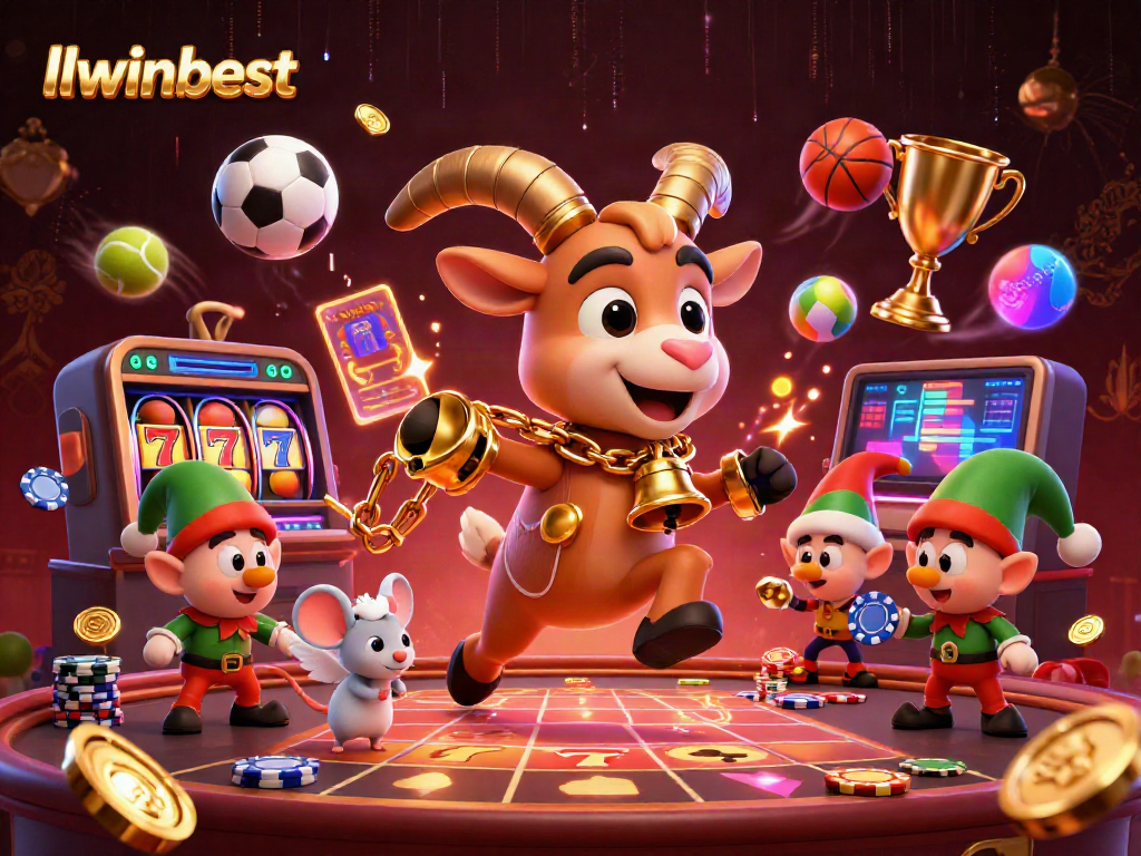 Spin big at llwinbest with festive Krampus and mischievous elves in a lively casino scene.