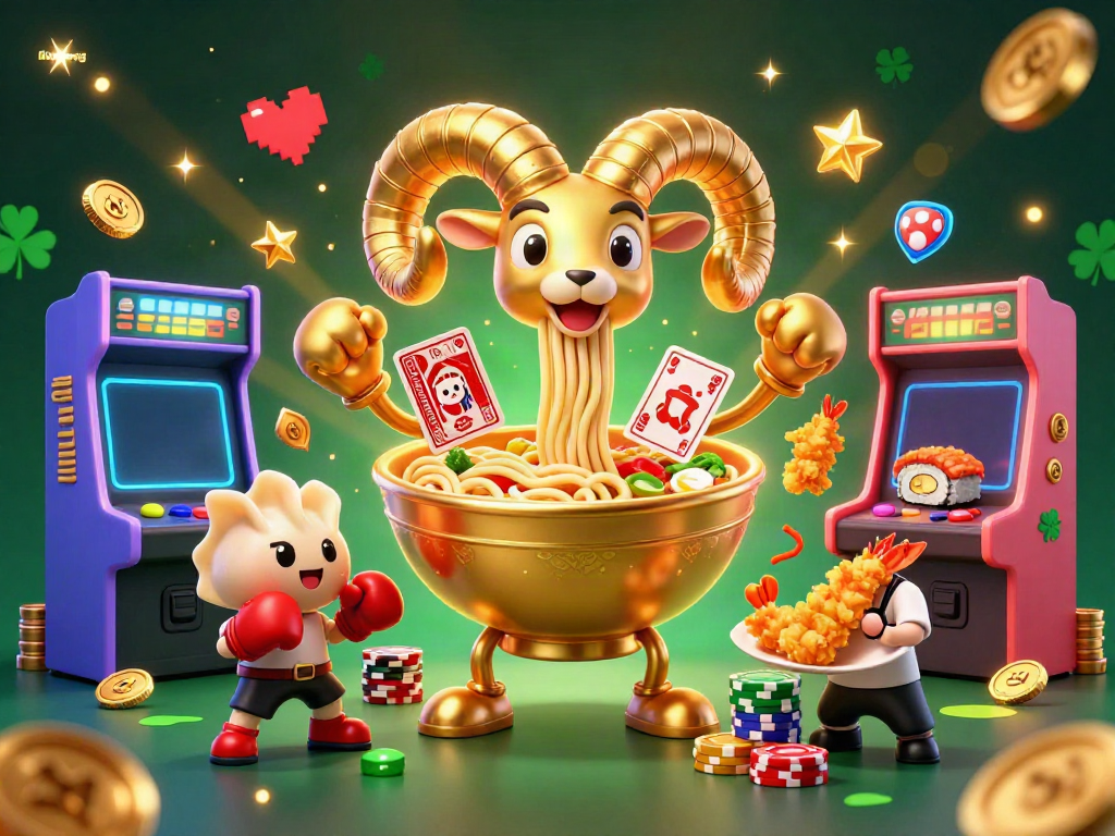 Experience dynamic gaming with llwingg's vibrant characters and casino elements in a rich, colorful 3D illustration.