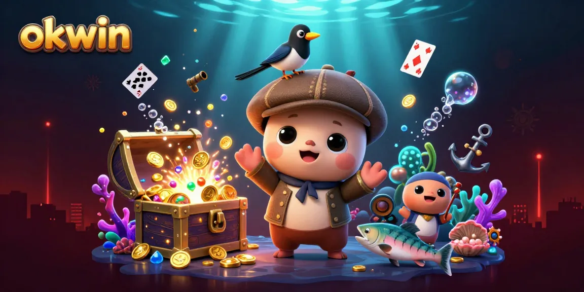 Spin the reels at okwin with vibrant, playful characters celebrating casino excitement in an underwater wonderland.