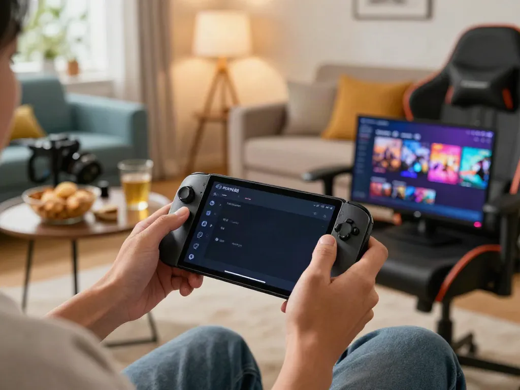 Engaging with ROKOK88 login on a mobile device within a cozy gaming setup.
