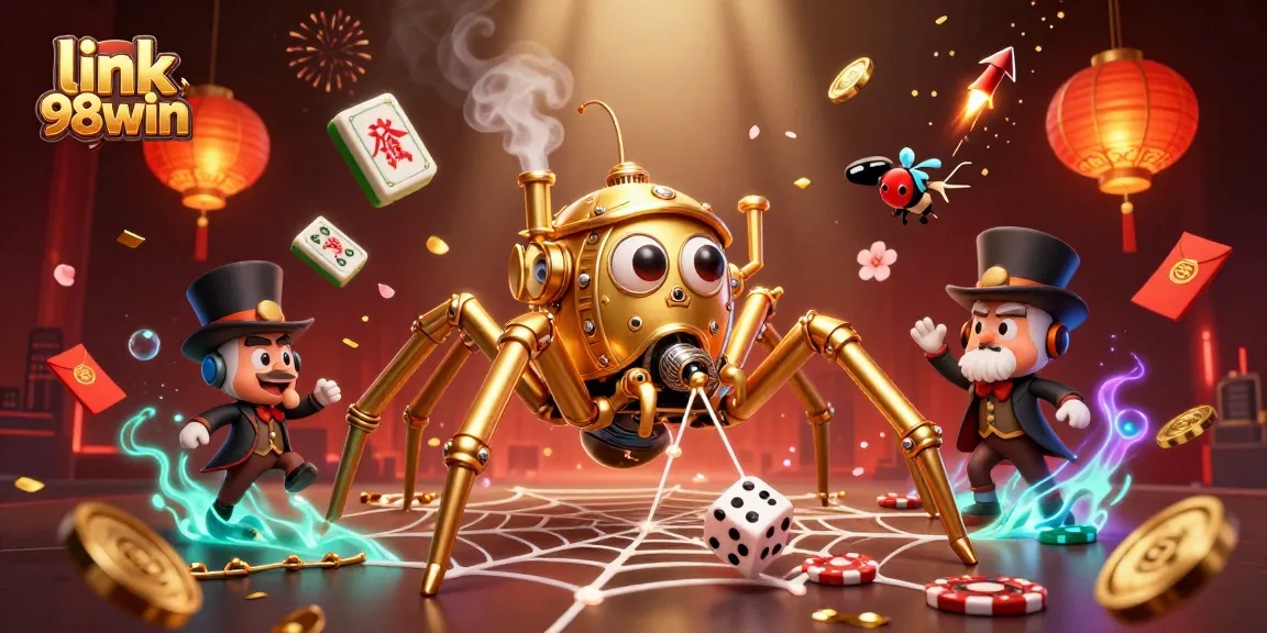 Engage with link 98win's exciting gaming experience featuring lavish 3D cartoon characters in a casino setting.